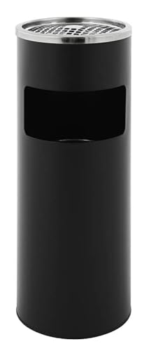 PROREGAL Runder Kombiascher | 12,5 Liter, HxØ 61x25cm | Verzinkter Inneneimer | Schwarz