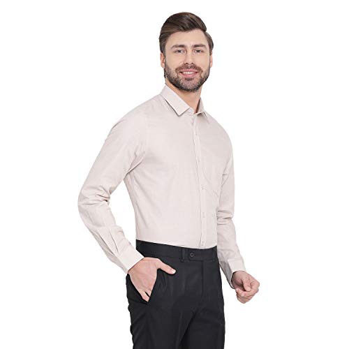 Image of Turtle Men 100% Cotton Slim Fit Yellow Solid Formal Shirt