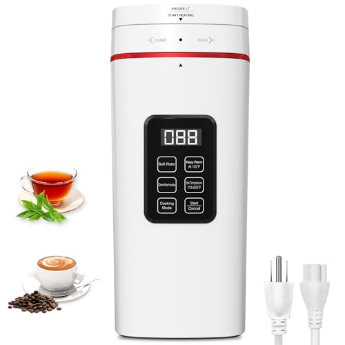 Kingbull Travel Electric Multifunction Kettle Portable 500 ml,304 Stainless Steel,LED Display Screen,Temperature Adjustable,BPA Free, Child Lock, Auto Shut off