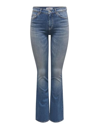 ONLY Womens Onlblush Mid Flared DNM Tai305 Noos Jeans, Medium Blue (Medium Blue Denim), L / 32L UK