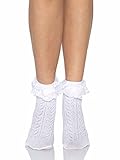 mit Rüschen und herzen Motiv Leg Avenue 3033 - Häkelspitze Söckchen mit Rüschen und herzen Motiv, weiß, Einheitsgröße (EUR 36-40), Dessous Damen Reizwäsche
