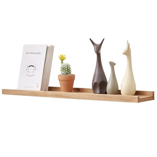 TREOAKWIS Etagere Murale Bois Chêne, Étagères Flottantes Étagères Murales en Bois Massif Solide pour Maison, Salon, Chambre d'enfant, Chambre, Salle de...