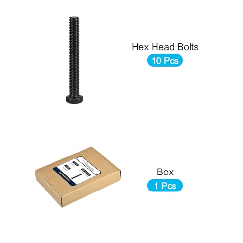 Image of METALLIXITY Hex Head Bolts (1 /2-13 x 4) 10Pcs, 304 Stainless Steel 18-8, Fully Threaded, External Hex Drive, Hex Head Screw Bolt, Black Oxide