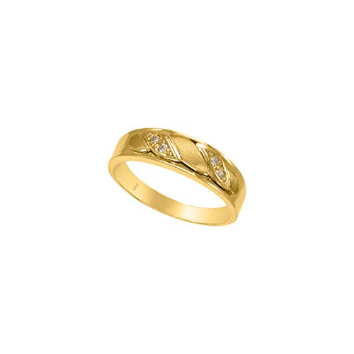 Trio Rings Set 14K Yellow Gold- 3-Piece Wedding Engagement Rings Band For Her And Him - Round Cubic Zirconia Cz For Couple Mens And Women - Anillos De Matrimonio. (Ladies Size 6 – Men’s Size 10) #TOP5