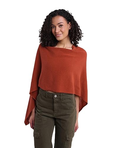 Cashmere -100% Cashmere Draped Dress Topper Poncho (Rust)