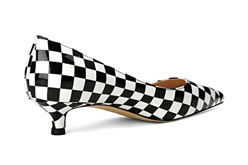 Women's Pointed Toe Solid Slip On 1.5 Inch Stiletto Patent Low Heel Pumps Shoes4