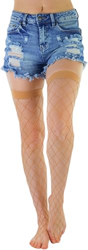 Image of ToBeInStyle Women's Vibrant Large Net Fishnet Thigh High Elastic Nylon Novelty Stockings
