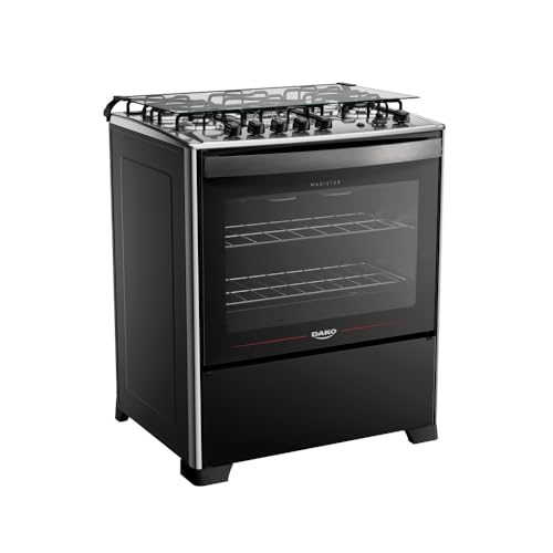 Fogão 5 Bocas Dako Magister Grill Preto com Mesa Inox Bivolt