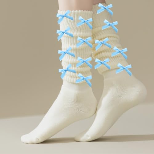 Image of 30pcs Bow Charms for Socks Mini Ribbon Bow Junk Socks Charms Brooch Pins Girly Y2K Decorative Pins for Shoes Shirts Hats Socks Gloves Crafts Coquette Safety Pins Accessories Bulk (Blue)