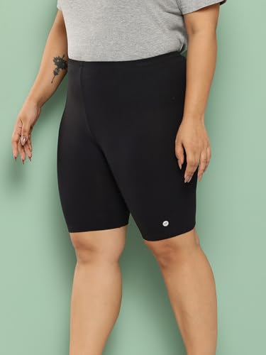 Image of LEADING LADY Women's Solid Cotton Mid Rise Shorts | Skinny fit Short for Workout, Yoga, Gym & Running Shorties (Pack of 3)
