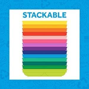 Miniatura 6 de Re Play Placa plana de 7 pulgadas con tapa de silicona, fabricada con silicona platino de grado médico, color azul verdadero, paquete de 4 platos, 1