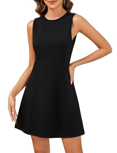 Women's Summer Sleeveless A-Line Dress Mini Dress Club Party Little Short Dress Casual Boat Neck Dresses2