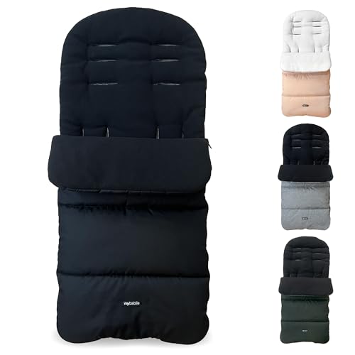 My Babiie Footmuff - Fleece Lined Cosytoes Universal Fitting for Pushchair Stroller Buggy & Pram Dual Layer Showerproof Accessory for Baby - Black