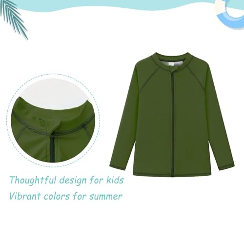 Image of Girls Swim Shirts, Long Sleeve Rash Guard Swimsuits with Full Zipper Sun Protection Bathing Suit Quick Dry Swimwear for Kids