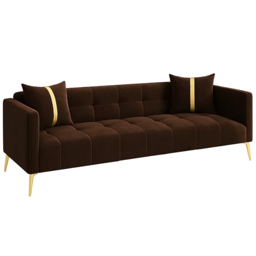 Image of Furny Styling 3 Seater Fabric Sofa Set (Brown) | Soft Velvet Fabric | Modern Design | Comfortable Seating | Living Room Furniture