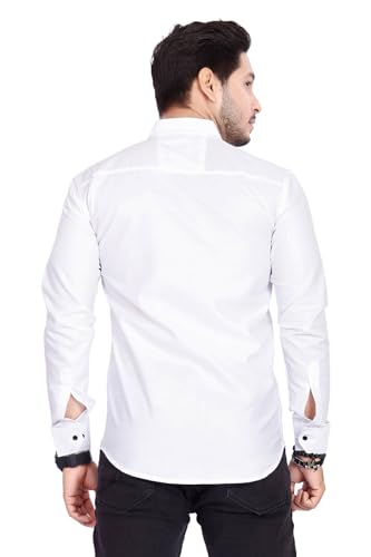 Image of Men's Cotton Spread Collar Full Sleeve Regular Fit Solid Casual Shirt with Double Pockets - Stylish Comfortable Shirt for Everyday Wear