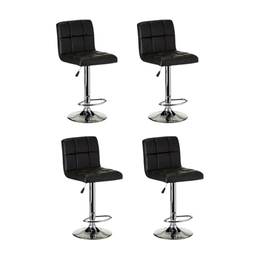 Kit com 4 Banquetas Gomos Confort, Giratoria, com Regulagem de Altura Preta