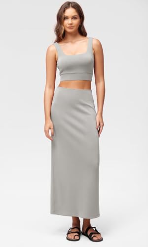 Image of ODODOS Modal Soft Maxi Skirt for Women, Back Slit High Waist Casual Long Pencil Skirts