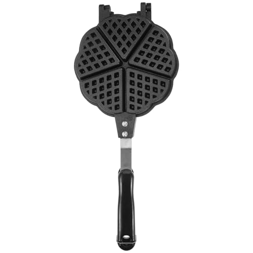 TOYANDONA Gofrera: Molde de aluminio antiadherente de doble cara con forma de corazón para desayunos, ideal para cocinas de gas y camping - Prensa para gofres tradicional escandinava
