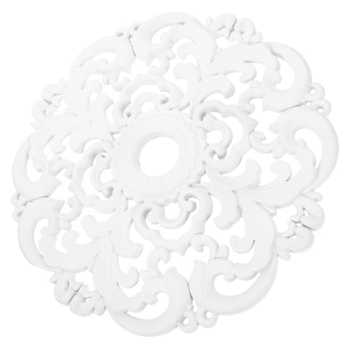 DEARMAMY Medallón Decorativo para Techo Estilo Europeo Elegante Medallón para Lámpara y Ventilador Fácil Instalación Blanco para Decoración de Escayola y Techos con Luz LED