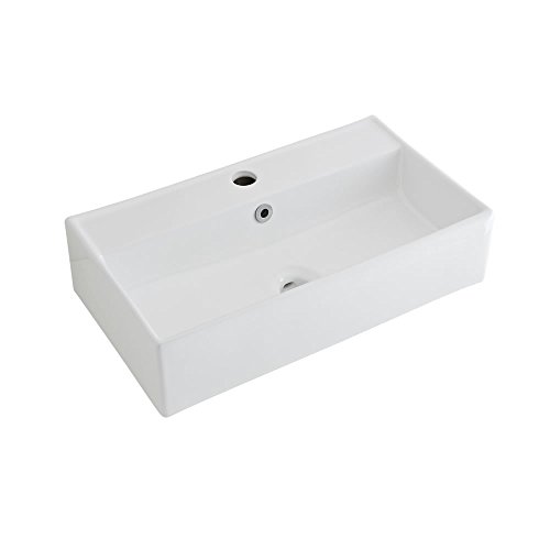 Milano Dalton Modern White Countertop Wall Hung Bathroom Basin Sink - 550mm x 310mm