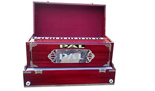 Image of PAL MUSIC HOUSE Folding Harmonium with 42-Keys, 9 Stopper,7 Bellow, Two Reed(Bass-Male), 3.5 Octave, Coupler, Chudidaar with Free Paaded Carry Bag