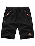 TBMPOY Men's 7' Hiking Running Shorts with Pockets Athletic Outdoor Sports Gym Workout Short Zipper Pockets Black XL