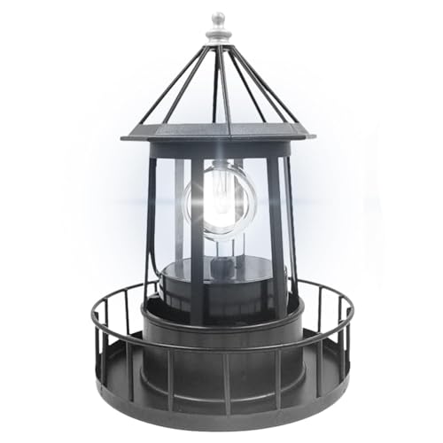 Generisch Lámpara de faro solar, LED, luces solares giratorias para exteriores, 360 luces solares giratorias, luces solares para decoración de jardín al aire libre, decoración marítima,