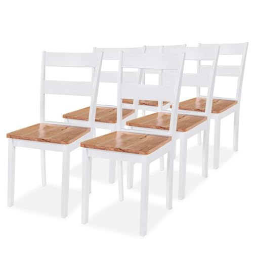 YuuSsea Juego de 6 sillas de comedor, madera maciza, madera maciza, color blanco natural, sillas de cocina para comedor y salón
