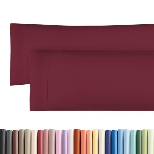 Body Pillow Cases - 2 Pack Soft Pillowcase Covers - 20" x 54" (Burgundy)
