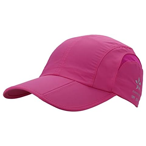 ZZEWINTRAVELER Foldable UPF50+ Sun Protection Cap - The Quick Dry Baseball Cap Adjustable Outdoor Sports Hat for Men, Women, Plum, One size Cover
