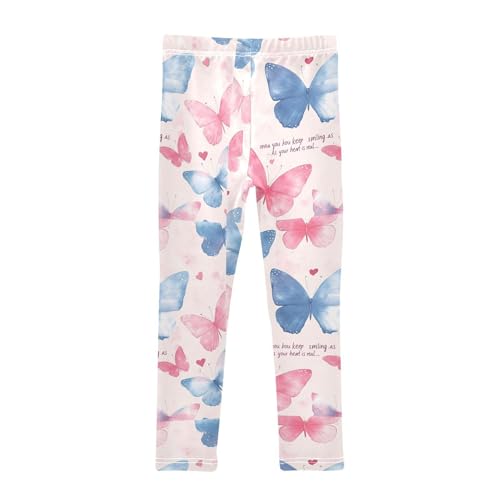 Boccsty Wallpaper Pink Blue Butterflies Girls Leggings Kids Yoga Pants Dance Active Tights 4T2