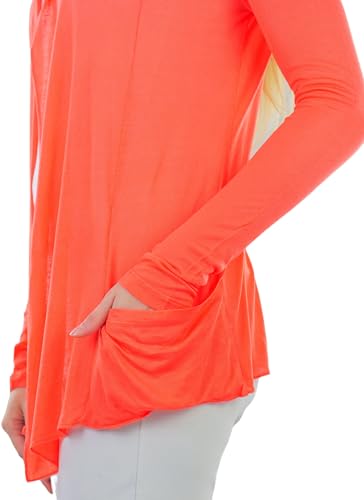 Image of ToBeInStyle Womens Open Front Long Sleeve Lightweight Asymmetrical Draped Cardigan with Side Pockets