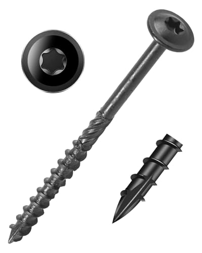 IMSCREWS Tornillos para Madera #14 x 5 pulgadas con recubrimiento Epoxi negro, acero al carbono, cabeza grande con arandela, con punta y rosca parcial, 40 piezas