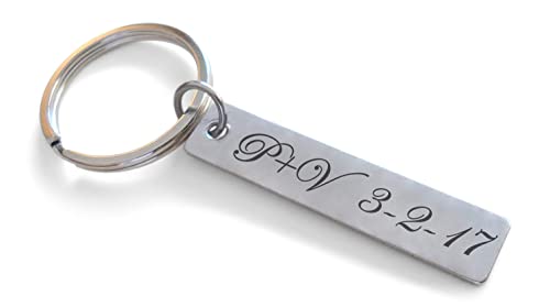 Custom Engraved Stainless Steel Keychain Tag, Anniversary Gift Keychain, Special Occasion Keychain