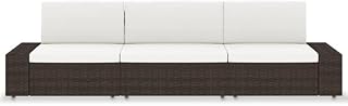 3-Seater Outdoor Sectional Sofa Set - Brown Poly Rattan Furniture for Patio, Garden & Balcony - Durable, Weather-Resistant...