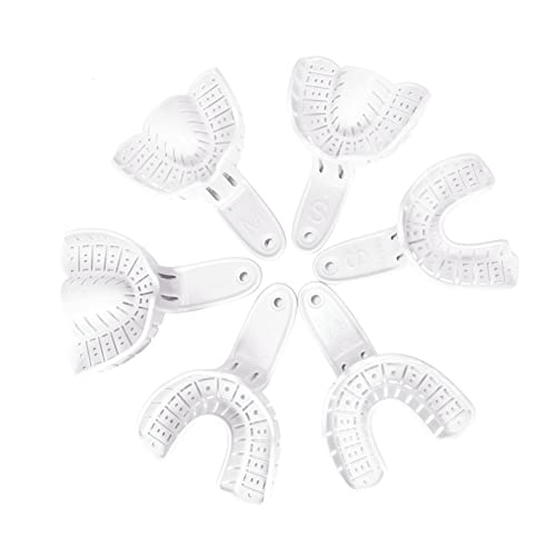 Annhua 3 Sizes Dental Impression Tray for Adults/Children, 6 PCS Perforated Reusable Teeth Impression Trays Upper and Lower (White)