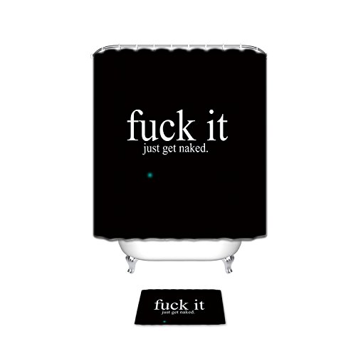 Vandarllin Funny Fuck It Just Get Naked Bathroom Shower Curtain Set with Bath Mats Rugs