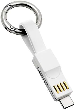 Keychain Charger Magnetic Portable Charging Cable 3 in 1 Multi Short Small Fast Charging Cord Compatible All Smartphones Smart Device (White)