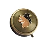 Cute Squirrel Pill Organizer Medicine Box - Small Round Portable Pill Box for Pocket, Bronze Durable Mini Pill Case for Purse, Decorative Metal Medicine Vitamin Organizer Classical Pill Holder