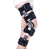 OHaGin Rodillera ROM con bisagras, rodillera postoperatoria para estabilización de recuperación, estabilizador de soporte ortopédico ajustable, universal, ideal para lesiones de ligamento cruzado a