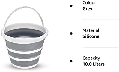 LIVIVO Collapsible Bucket  Large 10L Capacity Sturdy Folding Silicon Water Bucket with Comfortable Grip Handle  Neat and Tidy Space Saving Solution for your Garage Shed Home Bedroom