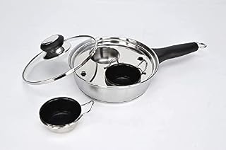CozyKit 2 Cups Egg Poacher Pan - Stainless Steel Poached Egg Cooker  Perfect Poached Egg Maker  Induction Cooktop Egg Poachers Cookware Set with 2 Nonstick Large Silicone Egg Poacher Cups