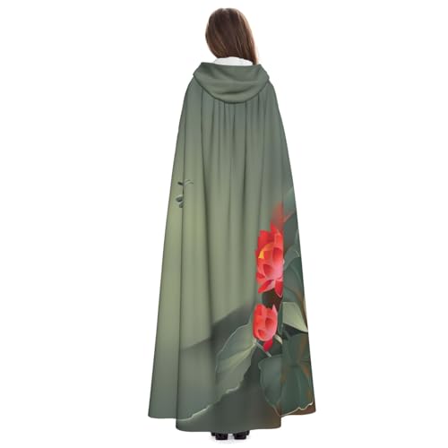 Cape à capuche imprimé lotus et libellule, l'atout féerique de Noël - 5