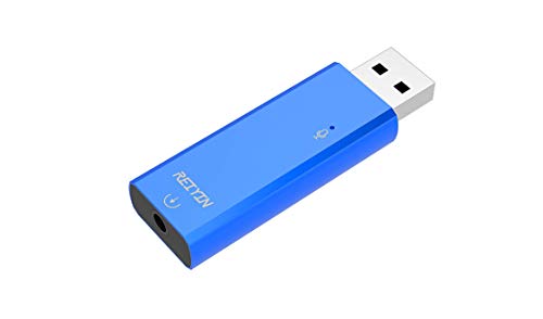 Reiyin DA-02 DAC USB-A Digital to Analog Converter, 192khz 24bit USB to 3.5mm Audio Adapter with Analog and Optical Digital Output Mode - Blue