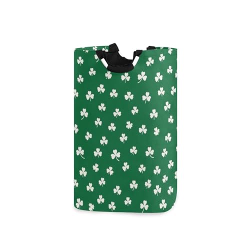 Jihqo Laundry Hamper Basket St Patrick's Clover Pattern Collapsible Nursery Storage Bin Waterproof Clothing Baskets for Home Bedroom Bathroom Washing Room