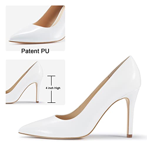 Jenn Ardor Women's High Heels Closed Pointed Toe Stiletto Classic Office Dress Bridal Wedding Pumps Sexy Prom Shoes White #TOP2