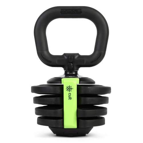 Image of Cult 10Kg Adjustable Kettlebell | 12 Weight Options (1kg-10kg) | One-Hand 1-Second Dial | Compact & Durable Home Gym Kettlebell - Black