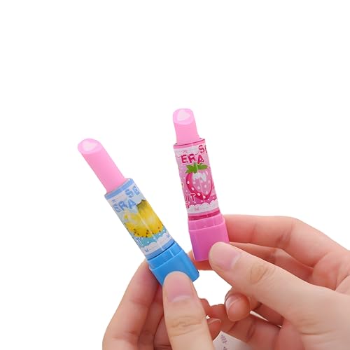 Image of Radiance 12 Pcs Lipstick Shape Erasers for Kids | Non-Toxic Pencil Erasers for Girls, Cute School Stationery & Birthday Return Gift Items (Random Designs & Colors)