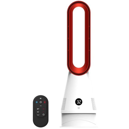 Calefactor y enfriador de aire, sin aspas, calefactor de 1600 W, ventilador de torre con 3 niveles de calor y 8 velocidades, oscilante de 80° con control remoto, temporizador de 8 h y pantalla LED